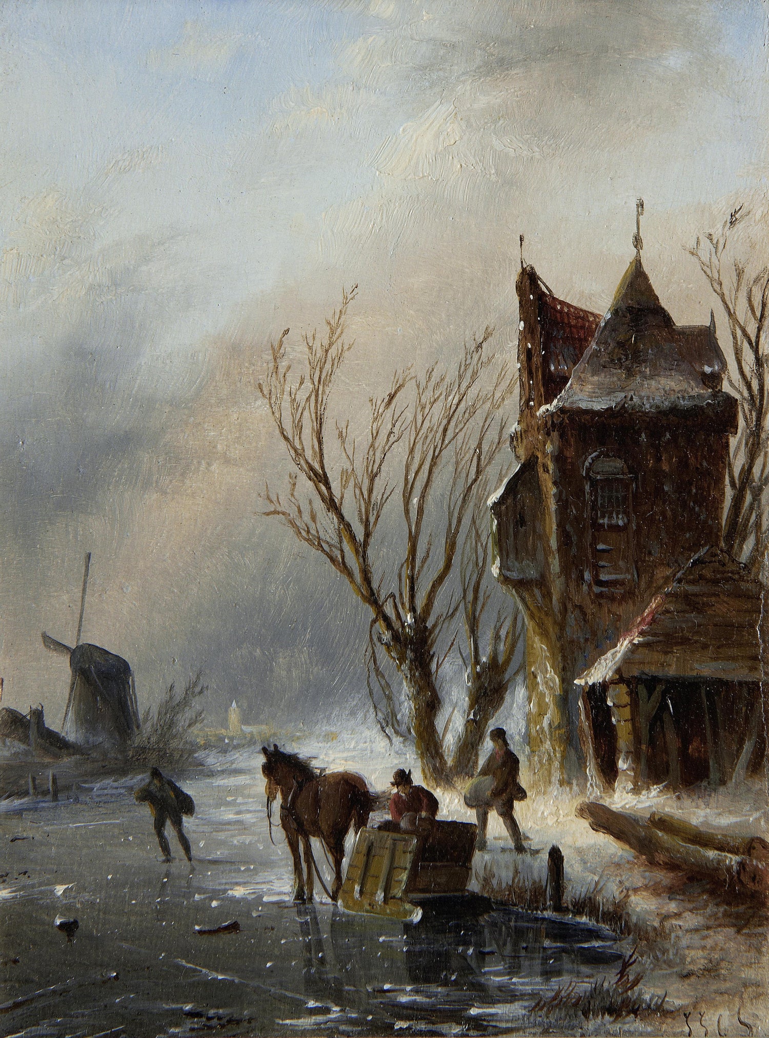 Jacob Coenraad Spohler-Winter landscapes - Oil Painting Haven