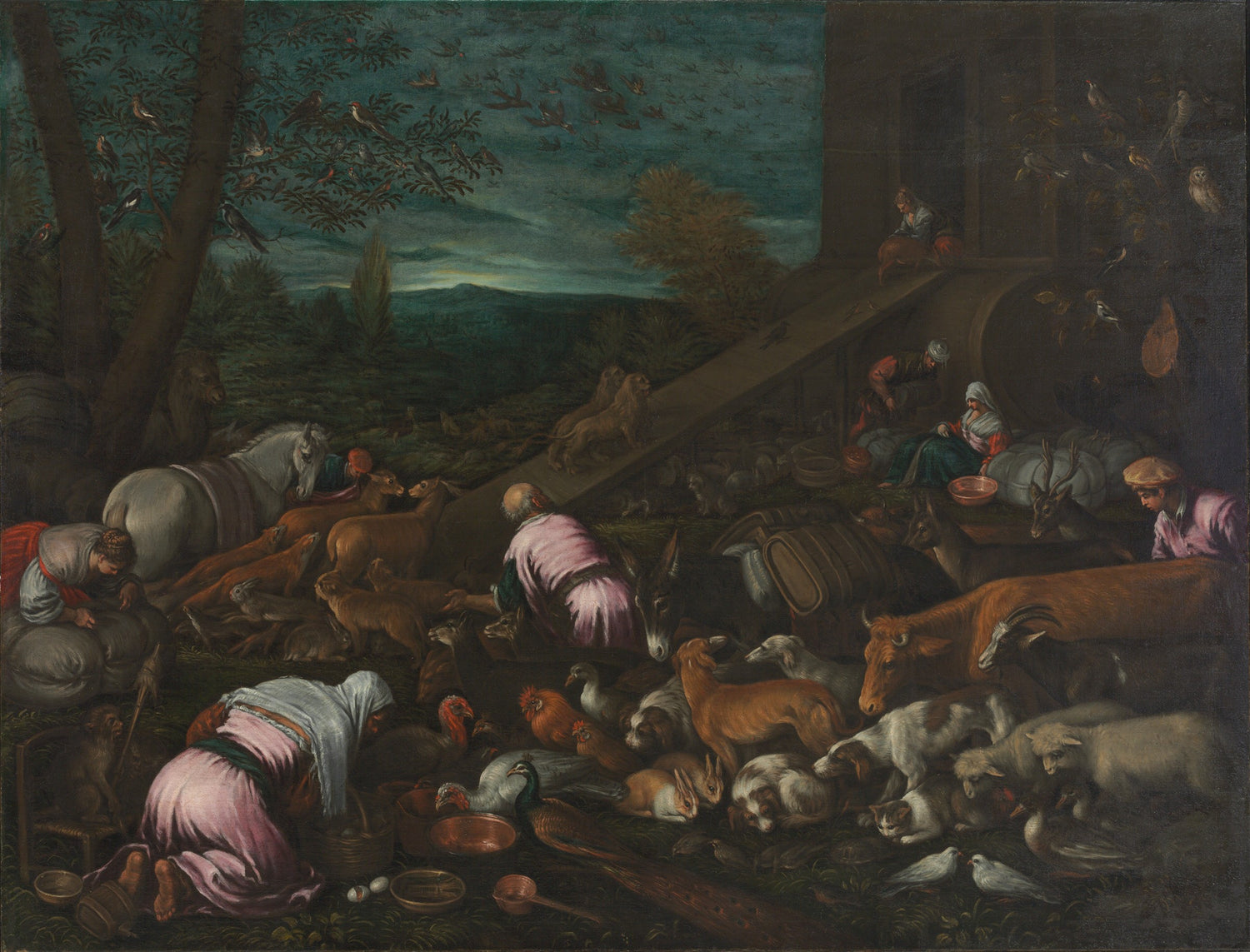 Jacopo Bassano - Entry into the Ark - Oil Painting Haven Oil Painting Haven