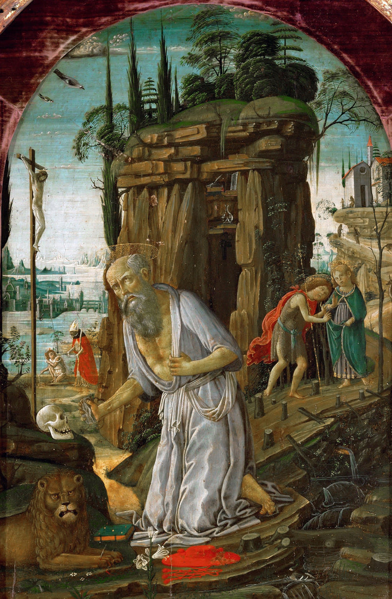 Jacopo del Sellaio(1441-1493)-Saint Jerome - Oil Painting Haven Oil Painting Haven