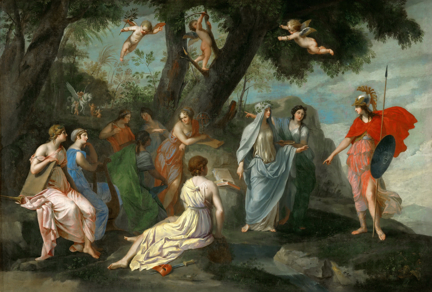 Jacques Stella -- Minerva and the Muses - Oil Painting Haven