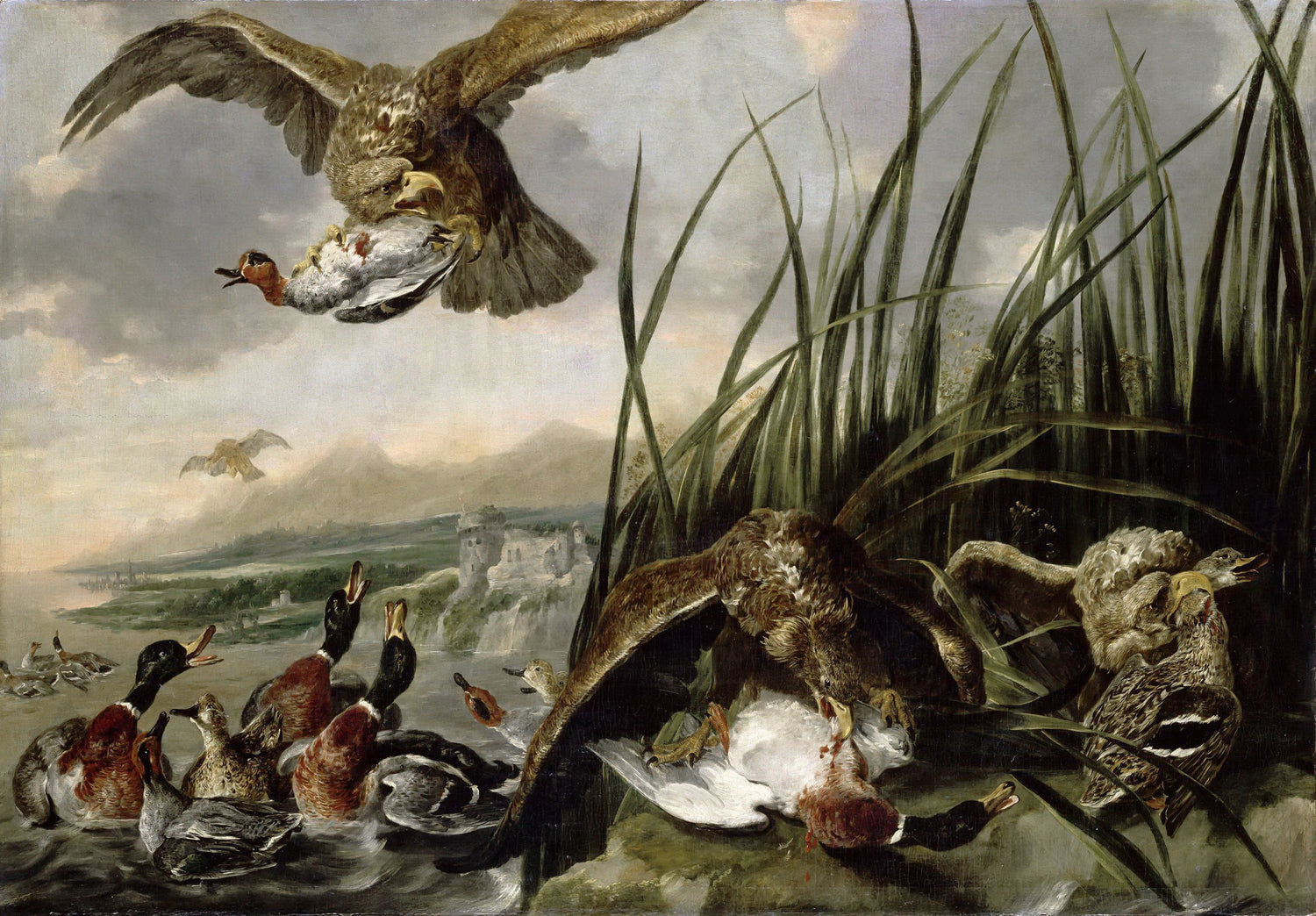 Jan Fyt -- Eagles Attacking Ducks - Oil Painting Haven