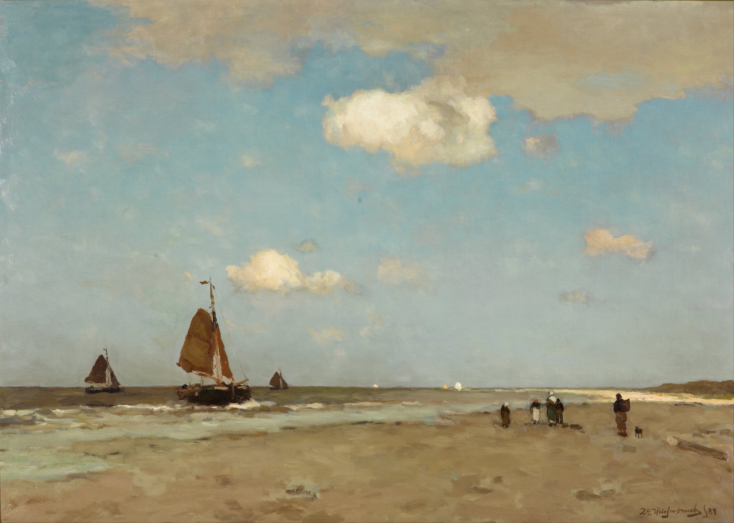 Jan_Hendrik_Weissenbruch_-_Beach_scene - Oil Painting Haven