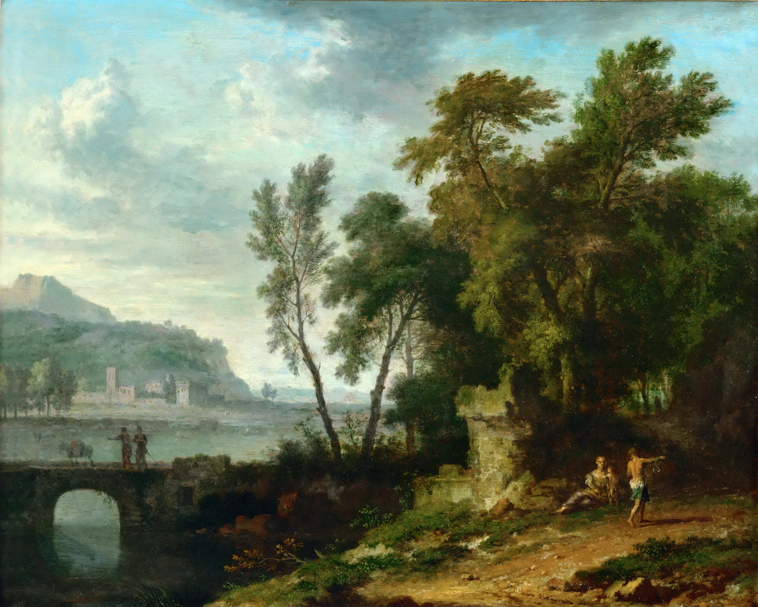 Jan van Huysum(1682-1749)-Landscape with Figures - Oil Painting Haven