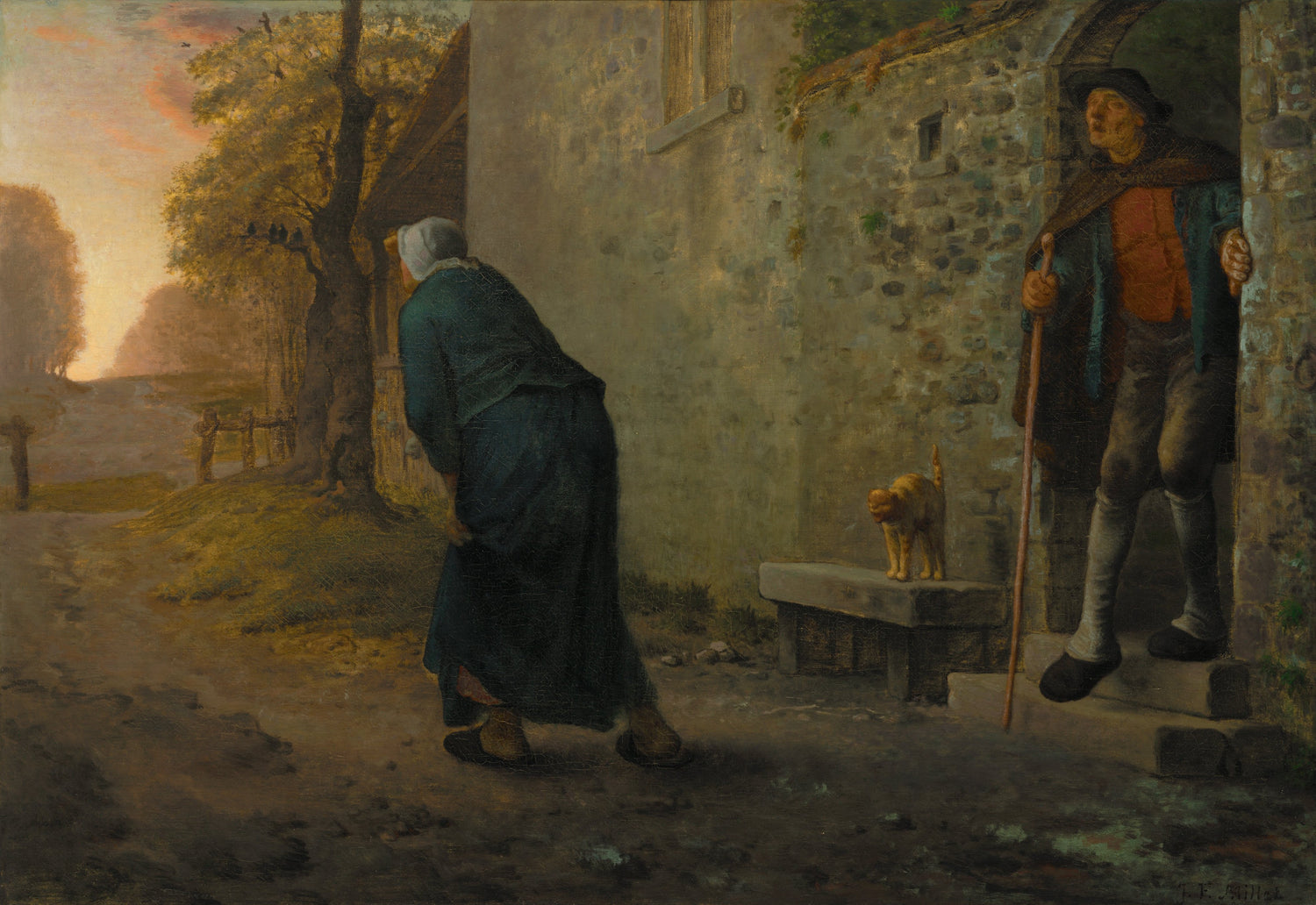 Jean-Francois Millet - Waiting, 1860 - Oil Painting Haven