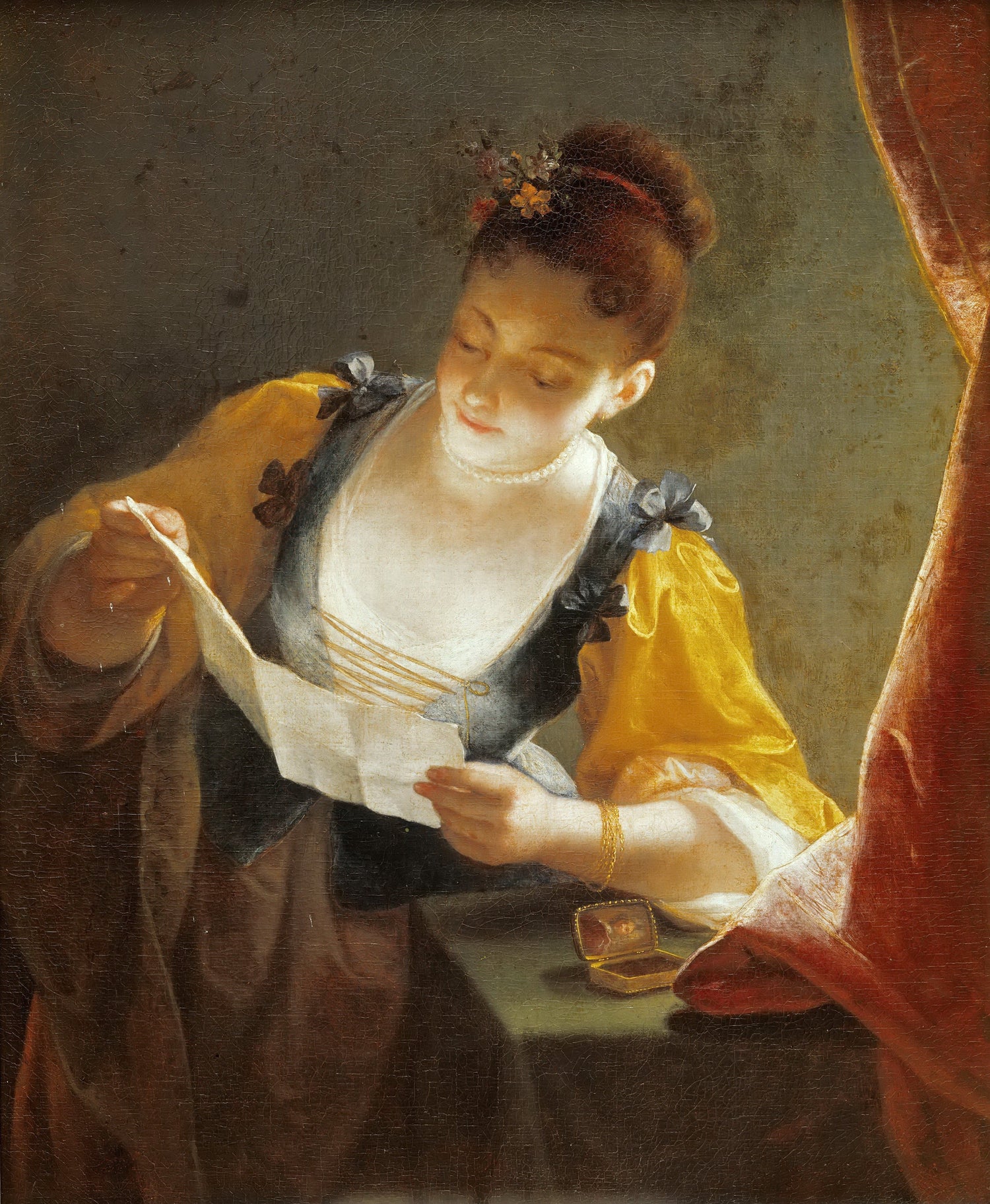 Jean Raoux -- Woman Reading a Letter - Oil Painting Haven