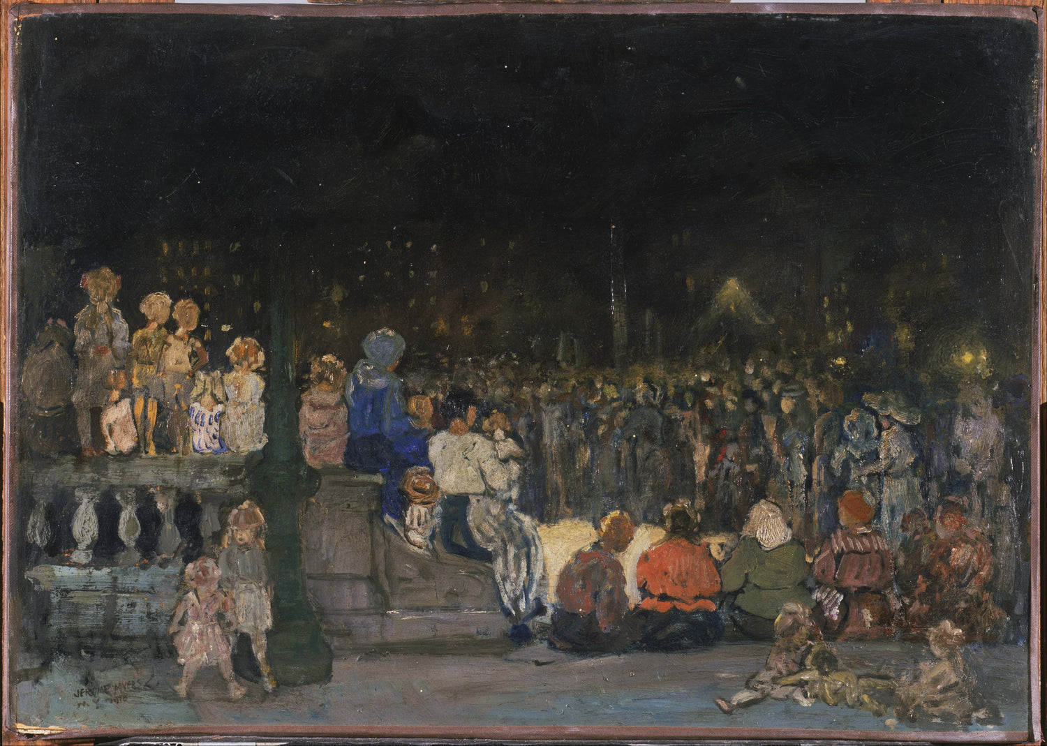 Jerome Myers (1867–1940)-Band Concert Night - Oil Painting Haven