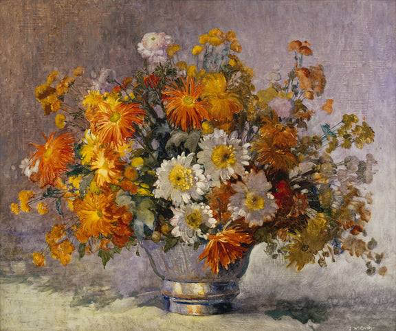 John William Orth - Chrysanthemums - Oil Painting Haven Oil Painting Haven