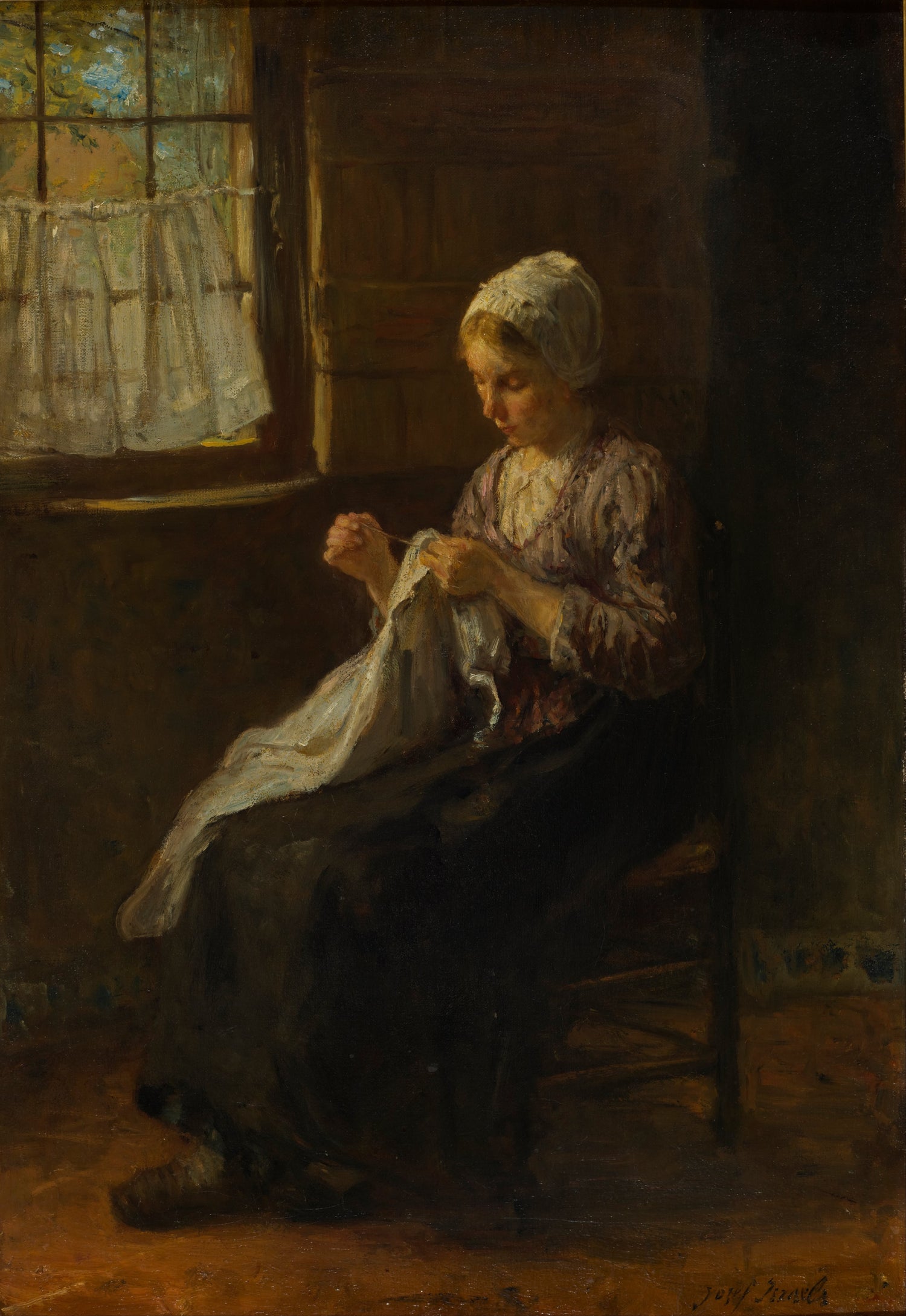 Jozef_Israëls_-_The_young_seamstress - Oil Painting Haven