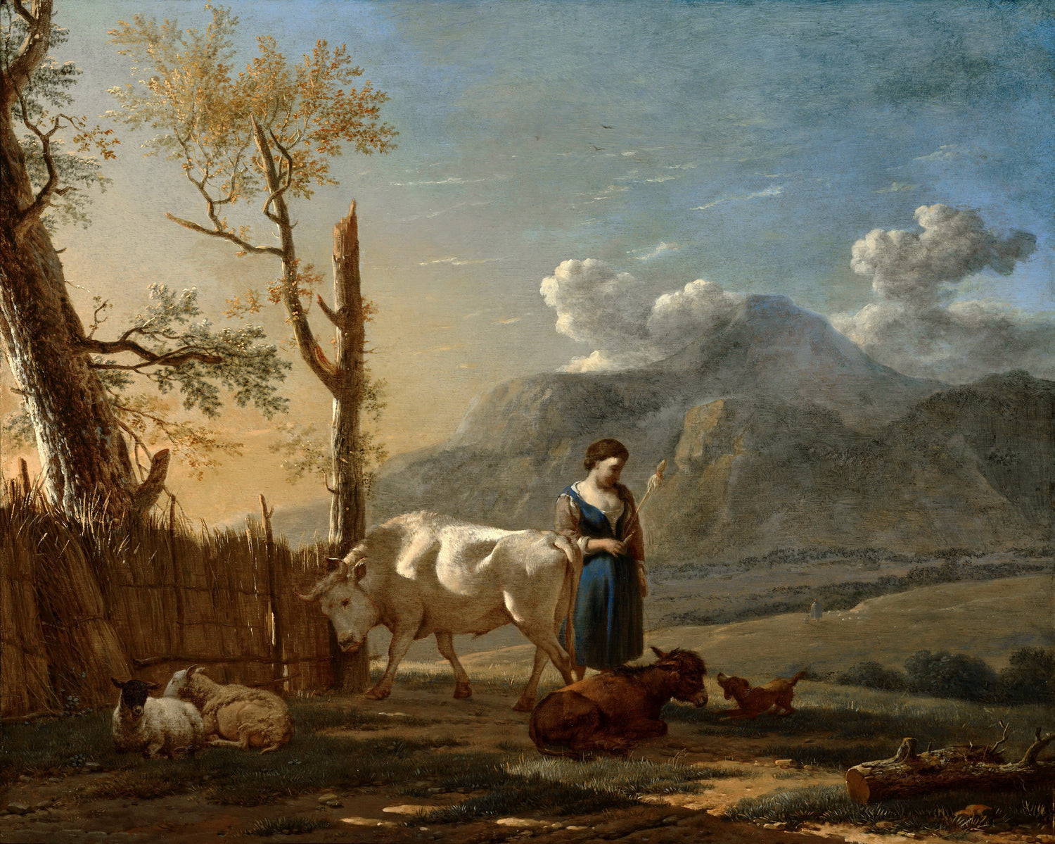 Karel Dujardin - Landscape with a Shepherdess - Oil Painting Haven