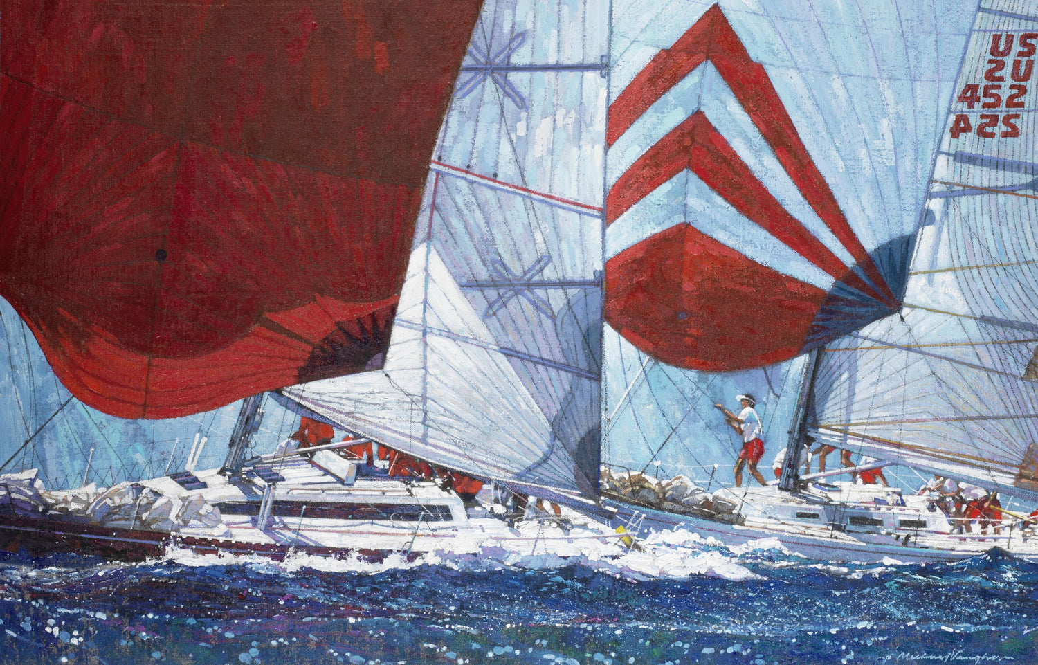 Kenwood Cup  Gybing downwind - Oil Painting Haven