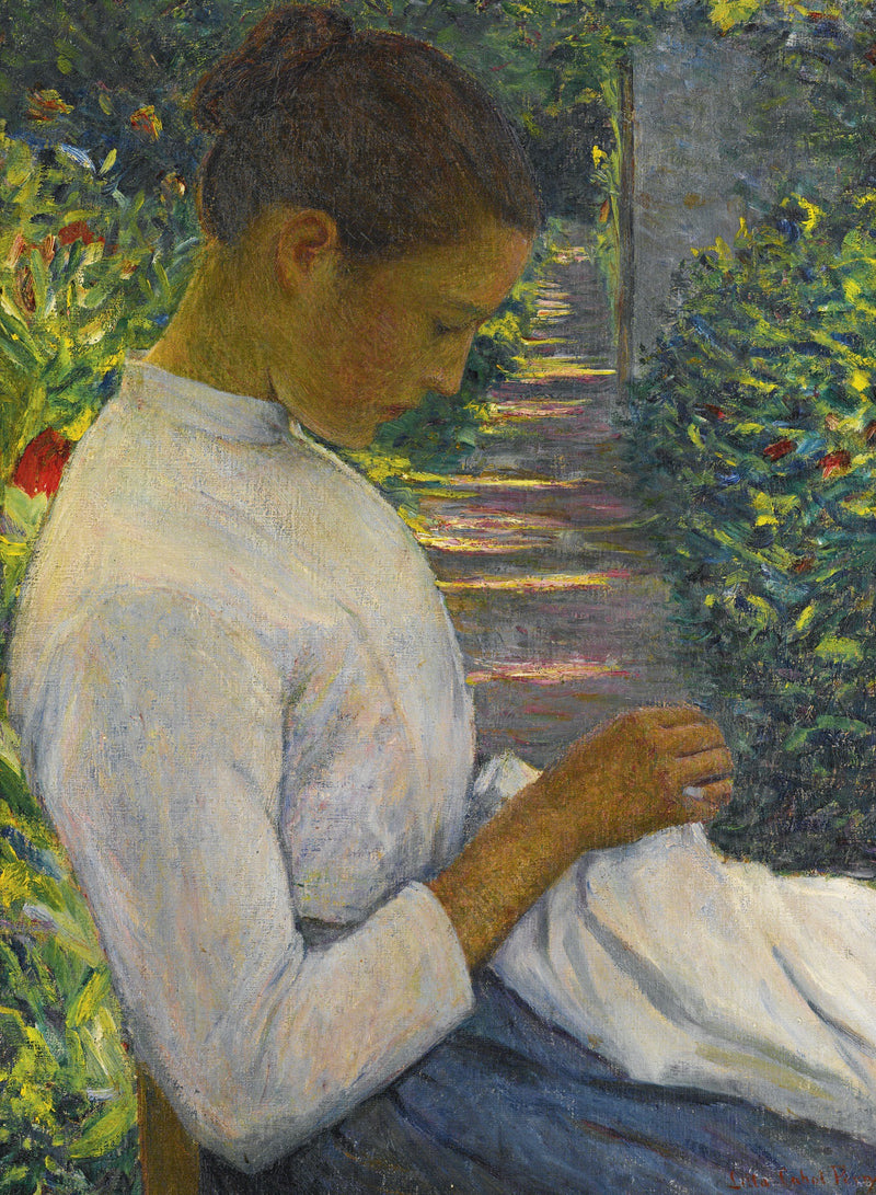 LILLA CABOT PERRY-EUGENIE IN THE GARDEN - Oil Painting Haven Oil Painting Haven