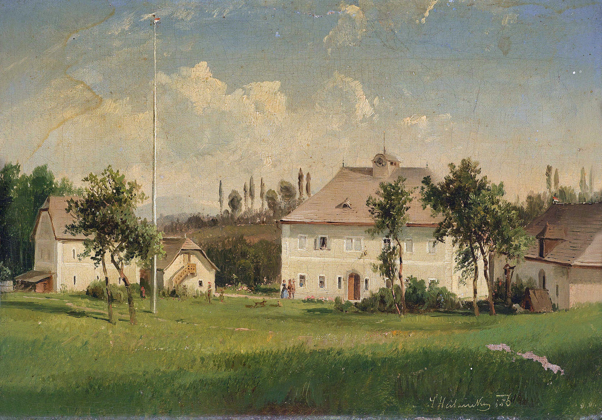 Landscape Oil Painting - 1878 Rural Estate Compound