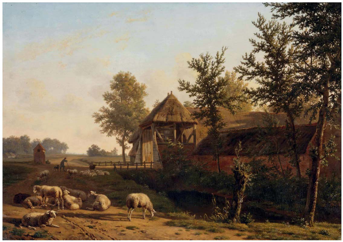 Landscape Oil Painting - Rustic Farmhouse with Grazing Sheep