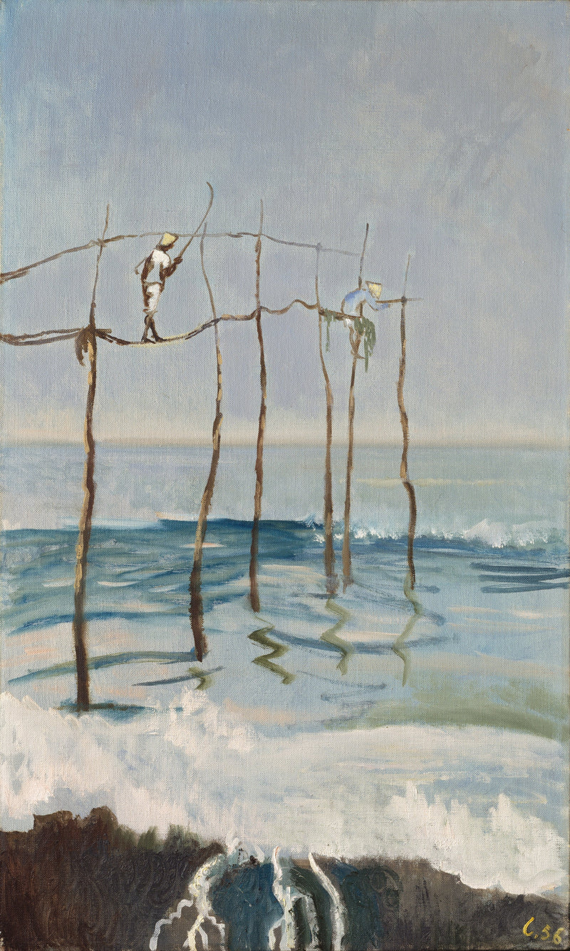 Leonid Berman - Angling at Tiba, 1956 - Oil Painting Haven Oil Painting Haven