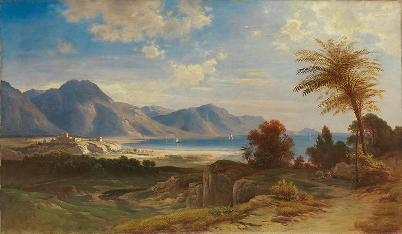 Ölgemälde Landschaft - Historische europäische Marktplatzfiguren