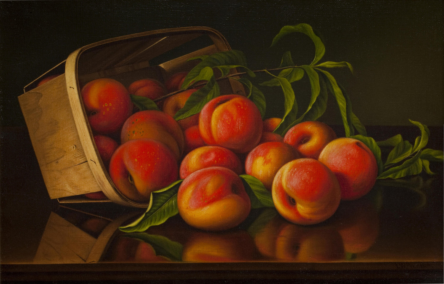 Levi Wells Prentice-Peaches and basket - Oil Painting Haven