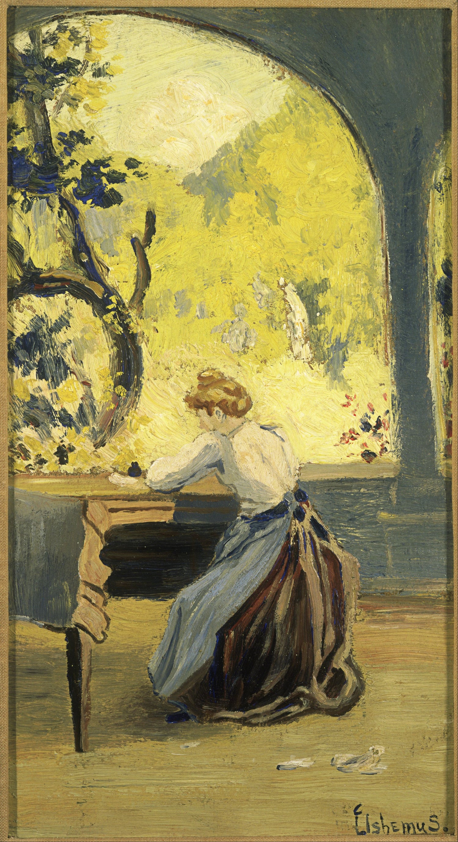 Louis Eilshemius (1864–1942)-Verandah in Spring - Oil Painting Haven