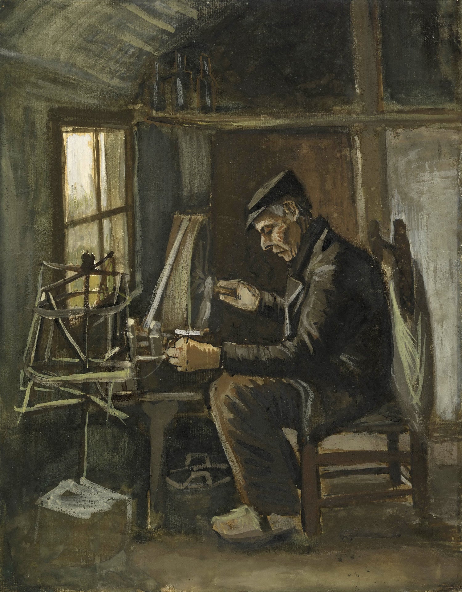 Man Winding Yarn - Oil Painting Haven