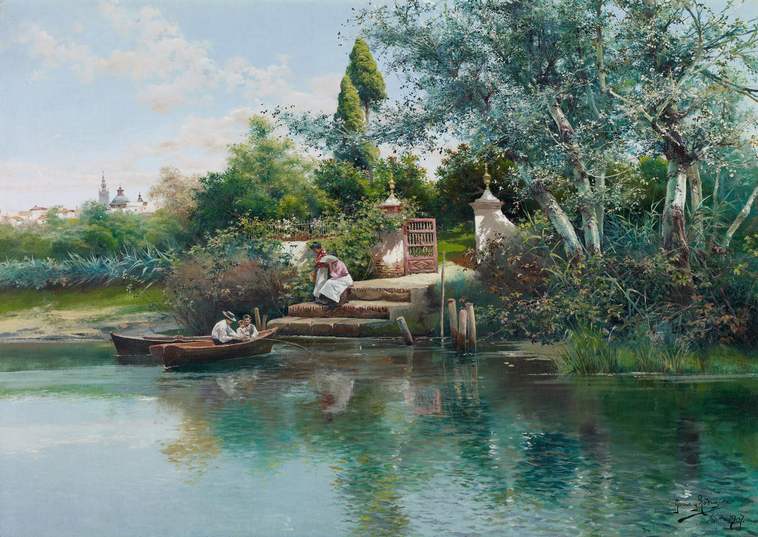 Manuel_Garcia_y_Rodriguez_Pescando_1907 - Oil Painting Haven