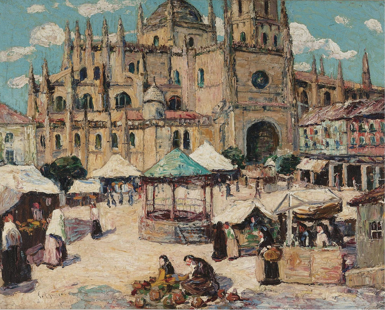 Market Square, Segovia, Spain - Oil Painting Haven