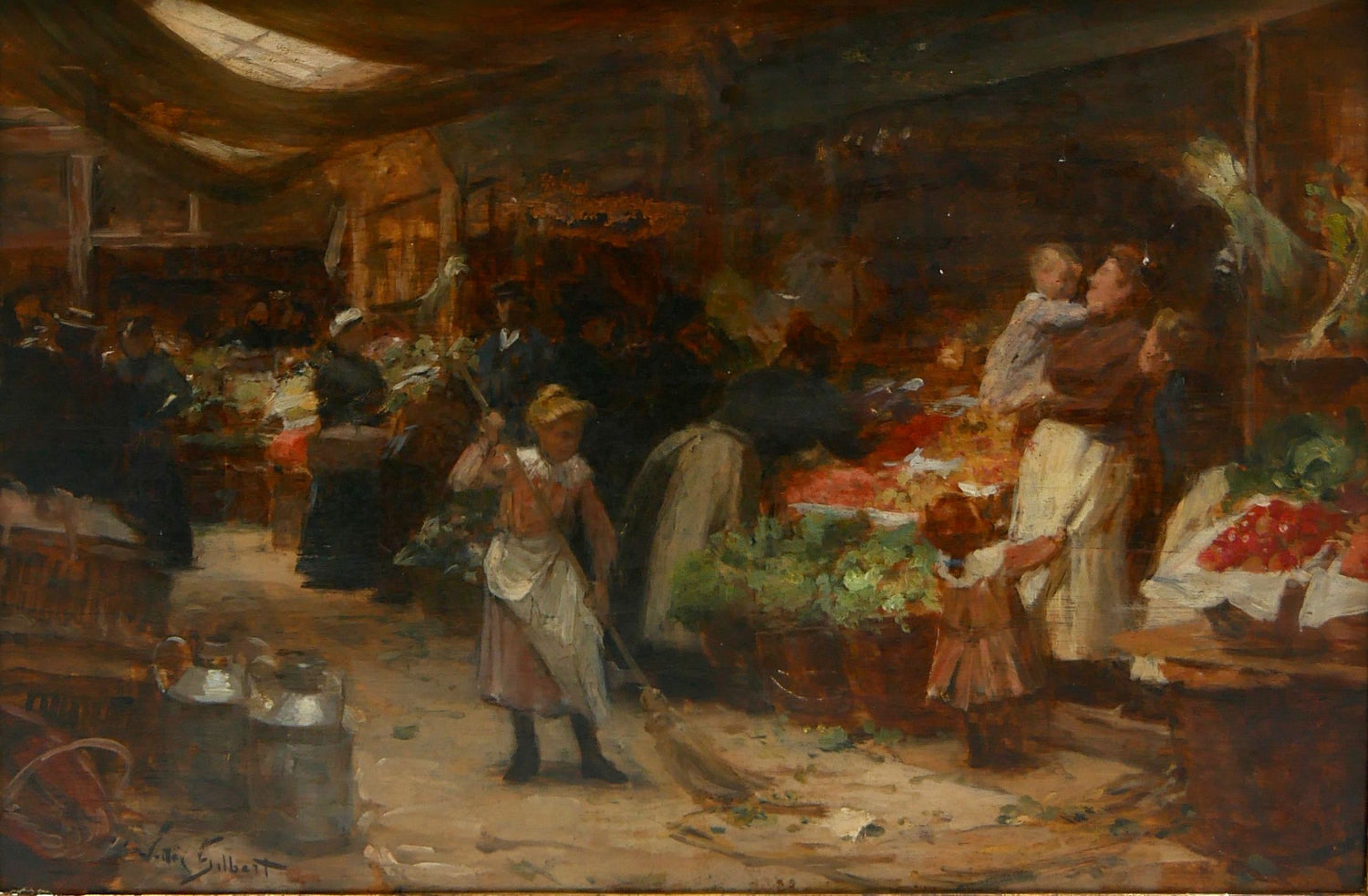 Maternité, Joie maternelle  scène de marché - Oil Painting Haven