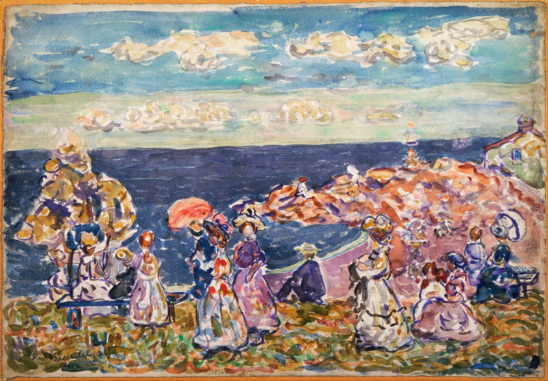 Maurice Prendergast (1861–1924)-On the Beach - Oil Painting Haven Oil Painting Haven