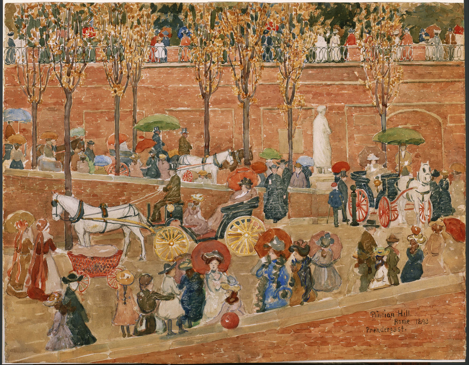 Maurice Prendergast (1861–1924)-Pincian Hill, Rome - Oil Painting Haven