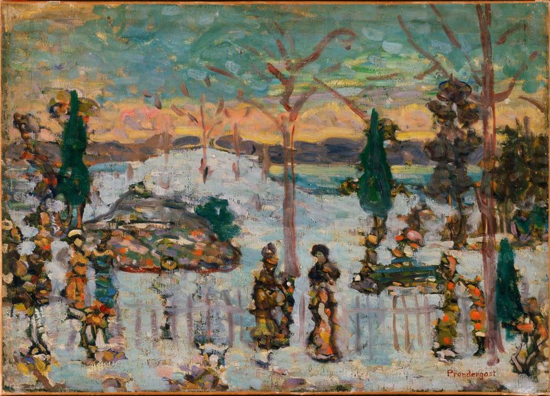 Maurice Prendergast (1861–1924)-Snow in April - Oil Painting Haven Oil Painting Haven