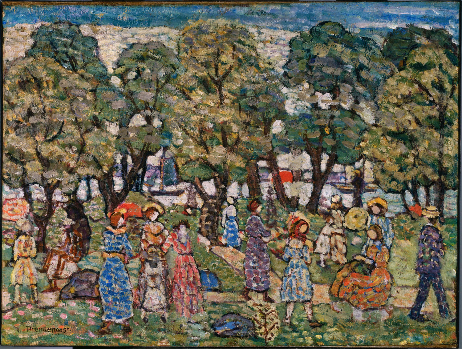 Maurice Prendergast (1861–1924)-Under the Trees - Oil Painting Haven