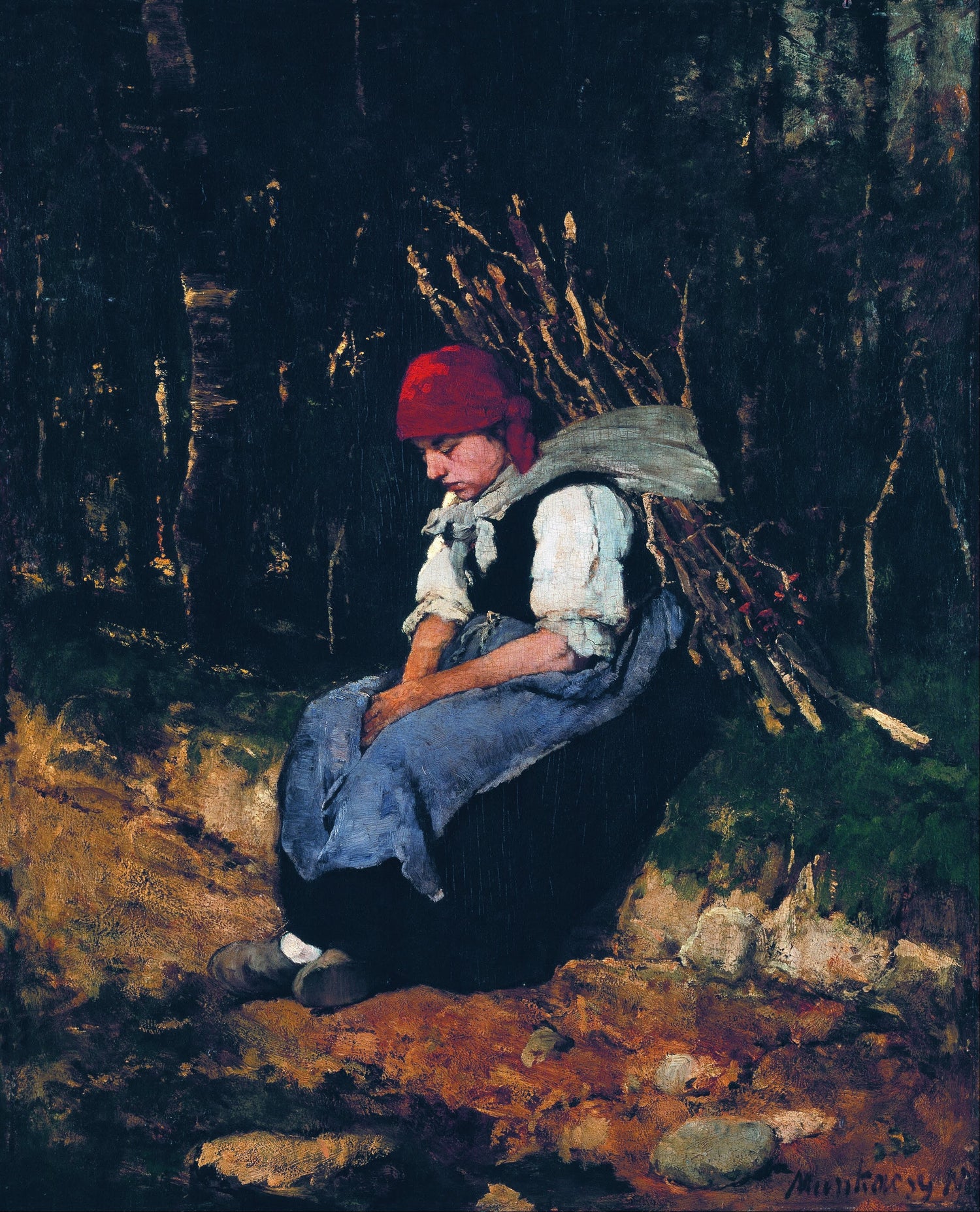 Mihály Munkácsy (1844–1900)-Woman Carrying Faggot - Oil Painting Haven