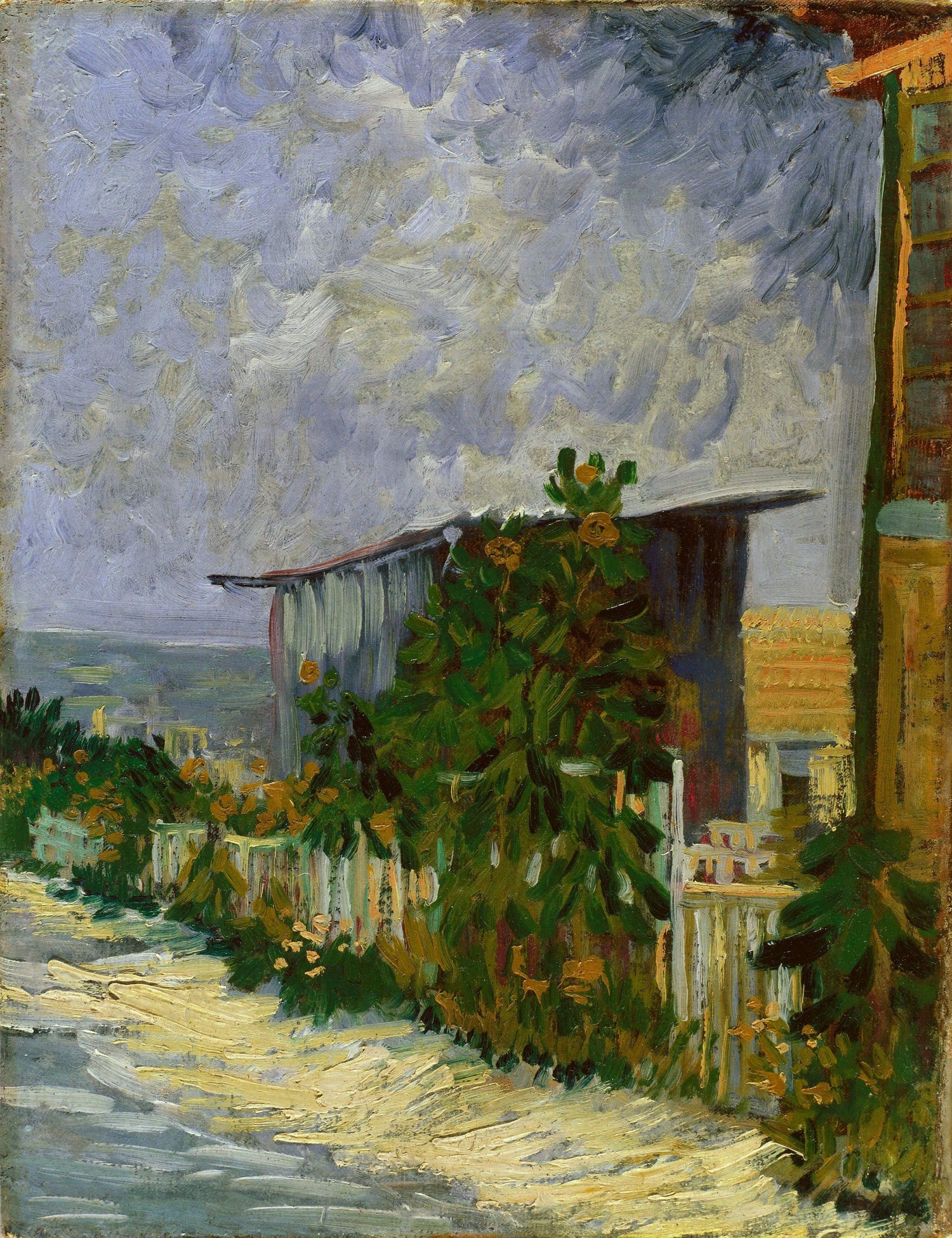 Montmartre Path with Sunflowers - Oil Painting Haven