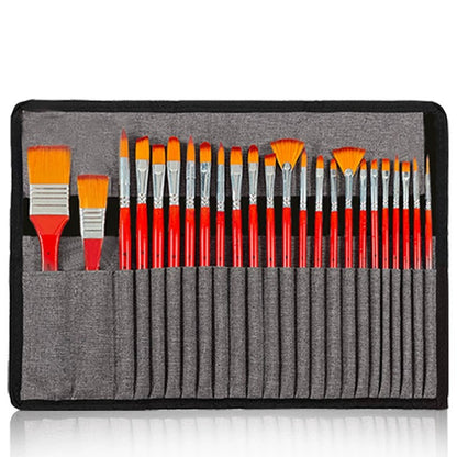 Acrylic Paint Brush Set, 24 PCS Paint Brushes for Acrylic Painting Oil Watercolor & Canvas,Enhanced Synthetic Brush Set with Cloth Roll and Palette Knife - Oil Painting Haven