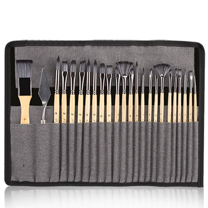 Acrylic Paint Brush Set, 24 PCS Paint Brushes for Acrylic Painting Oil Watercolor & Canvas,Enhanced Synthetic Brush Set with Cloth Roll and Palette Knife - Oil Painting Haven Oil Painting Haven