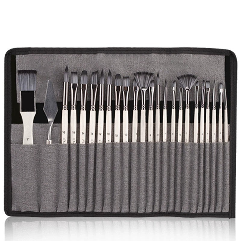 Acrylic Paint Brush Set, 24 PCS Paint Brushes for Acrylic Painting Oil Watercolor & Canvas,Enhanced Synthetic Brush Set with Cloth Roll and Palette Knife - Oil Painting Haven Oil Painting Haven