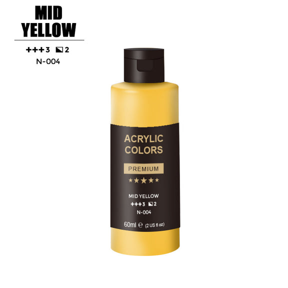 Acrylic Paint - Mid Yellow - 60ml(2 US fl oz) - Oil Painting Haven Oil Painting Haven