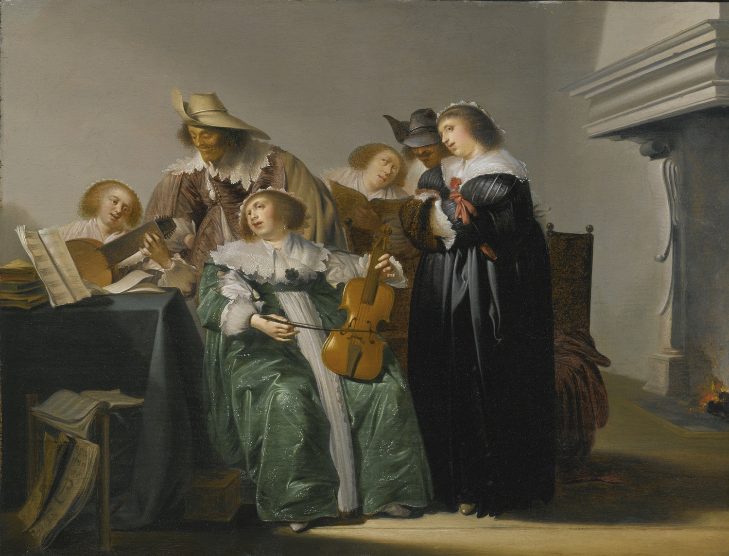 PIETER CODDE-ELEGANT COMPANY MAKING MUSIC - Oil Painting Haven