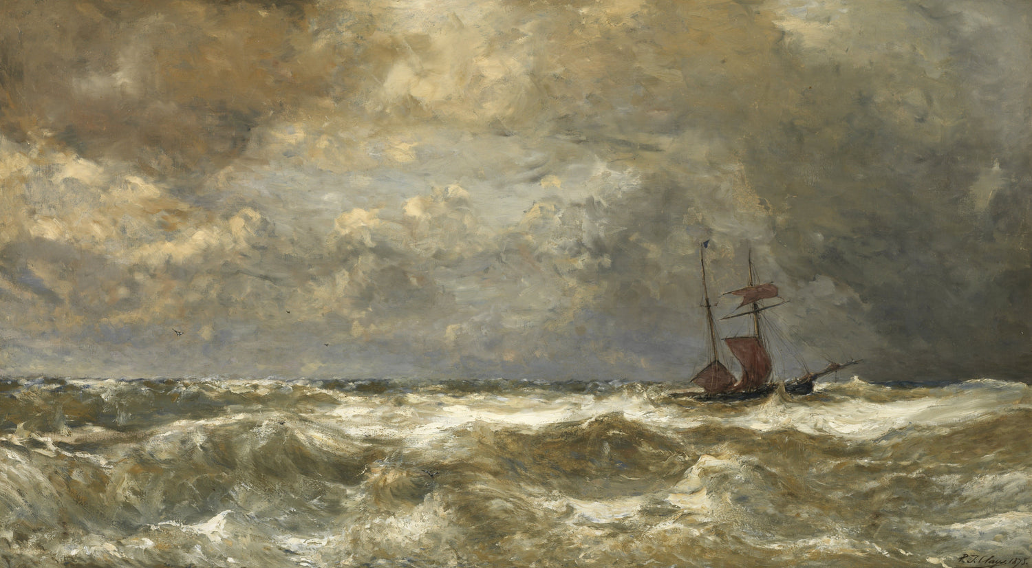 Paul Jean Clays - Rough sea - Oil Painting Haven