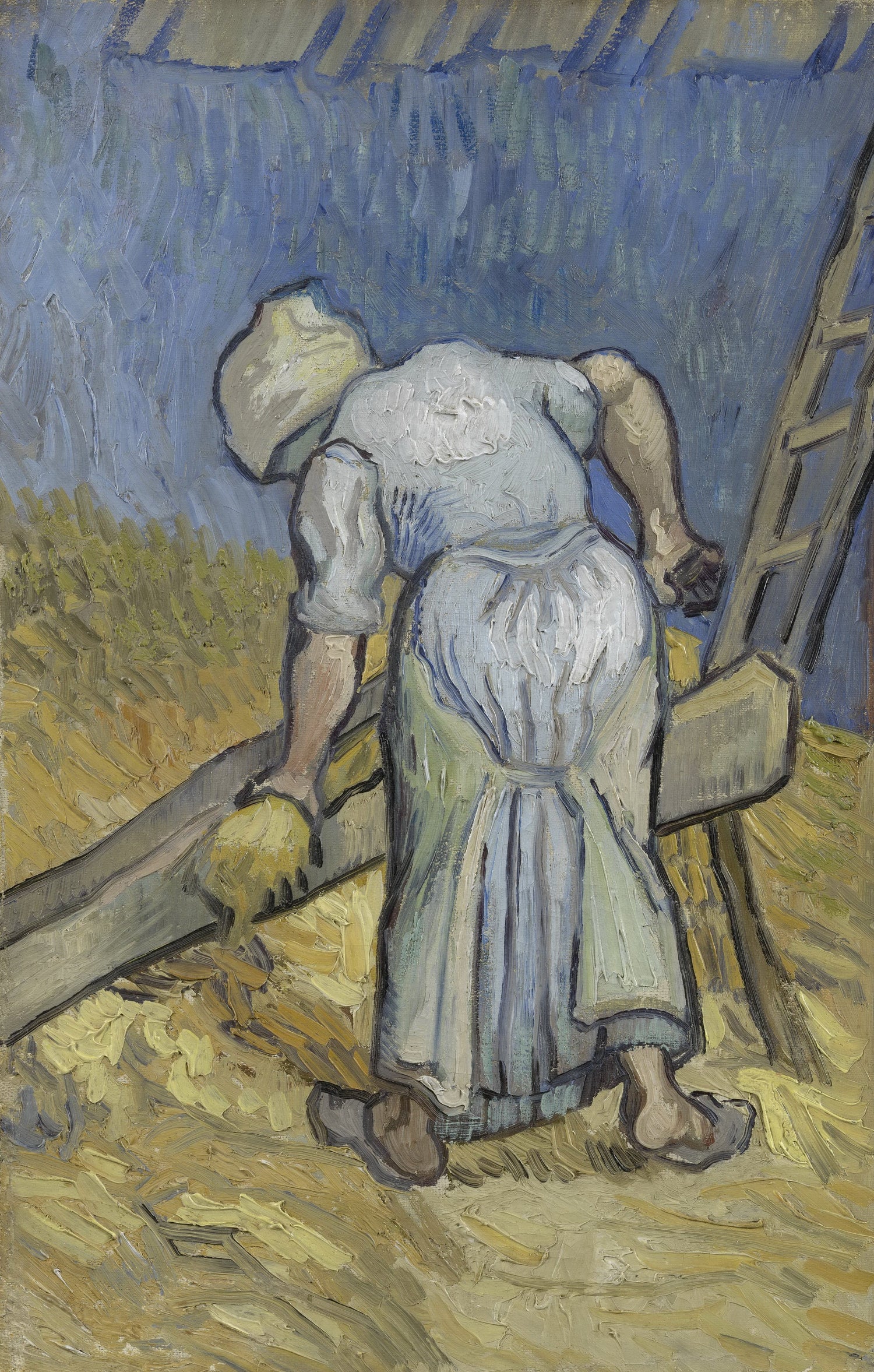 Peasant Woman Cutting Straw (after Millet) - Oil Painting Haven