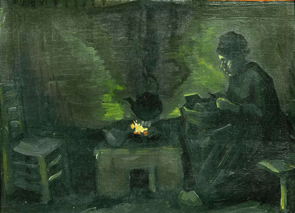 Peasant Woman by the Fireplace - Oil Painting Haven Oil Painting Haven