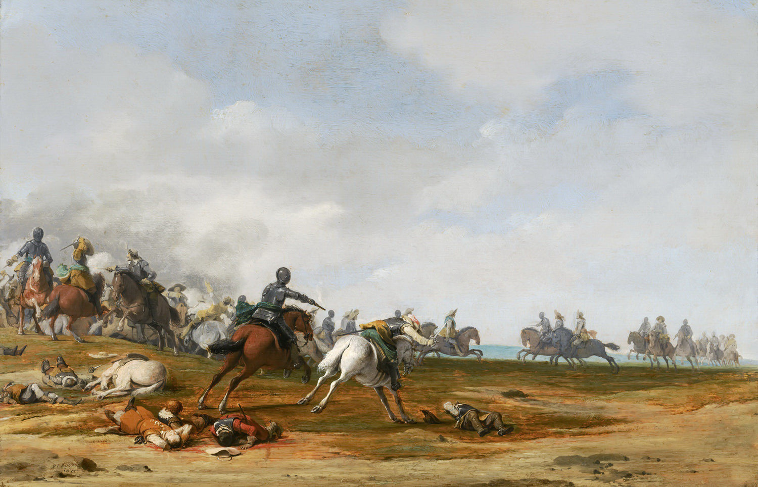 Pieter Post - Cavalry Engagement - Oil Painting Haven