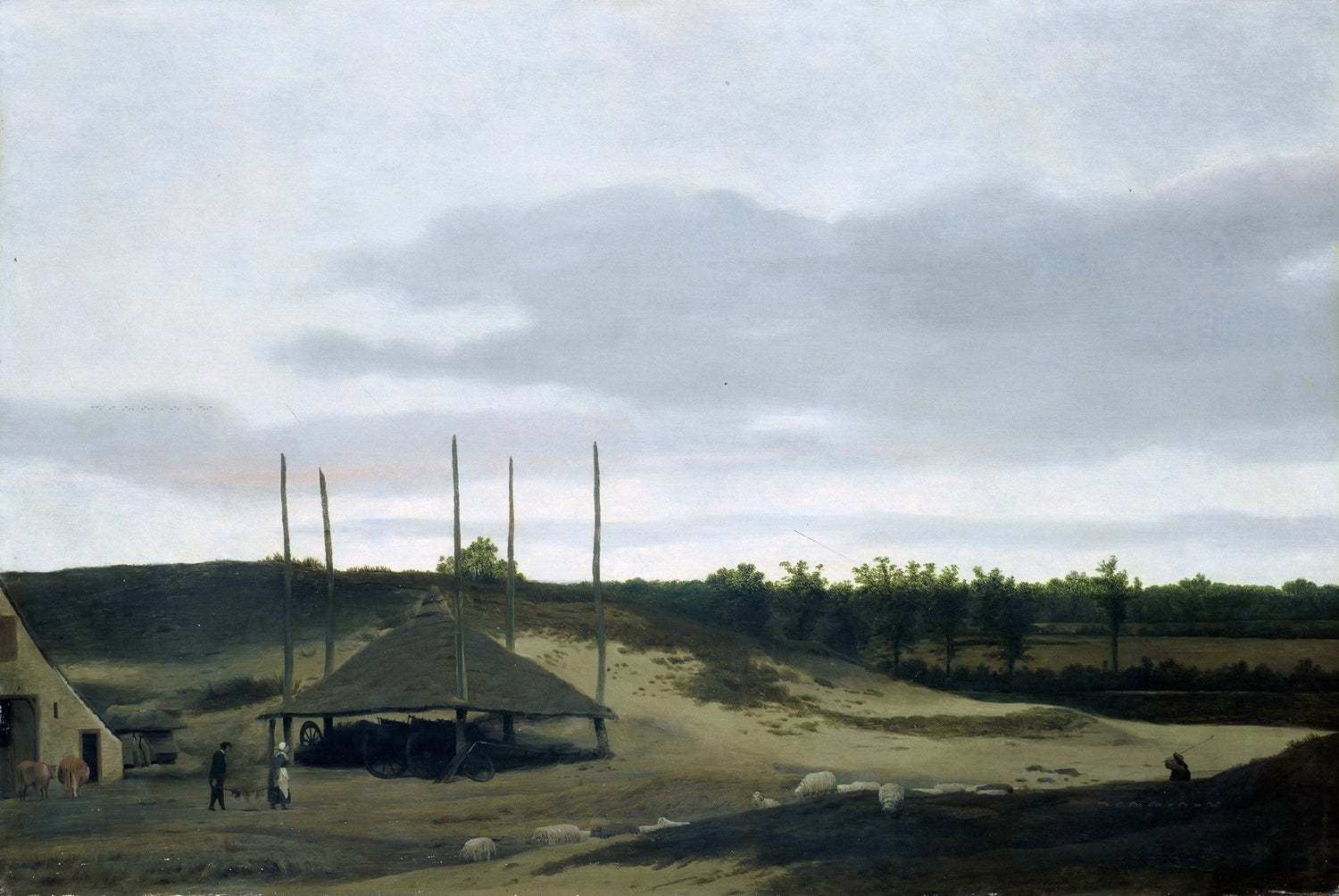 Pieter Post - Dune Landscape with Haystack - Oil Painting Haven