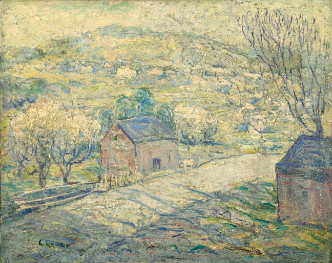 Red Barns in Spring, 1900-10 - Oil Painting Haven