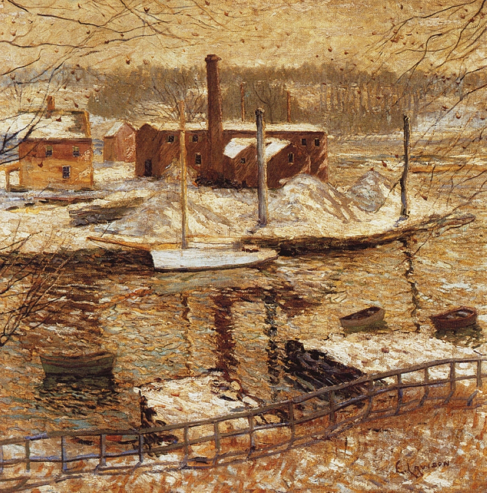 River Scene in Winter, 1899 - Oil Painting Haven