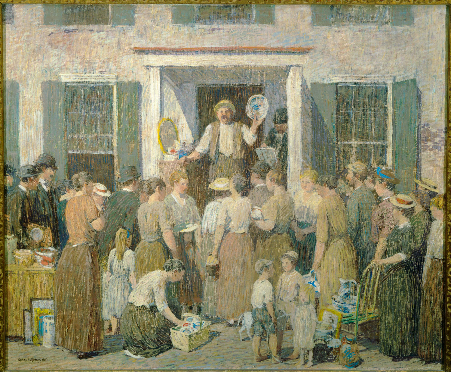 Robert Spencer (1879–1931)-The Auction - Oil Painting Haven