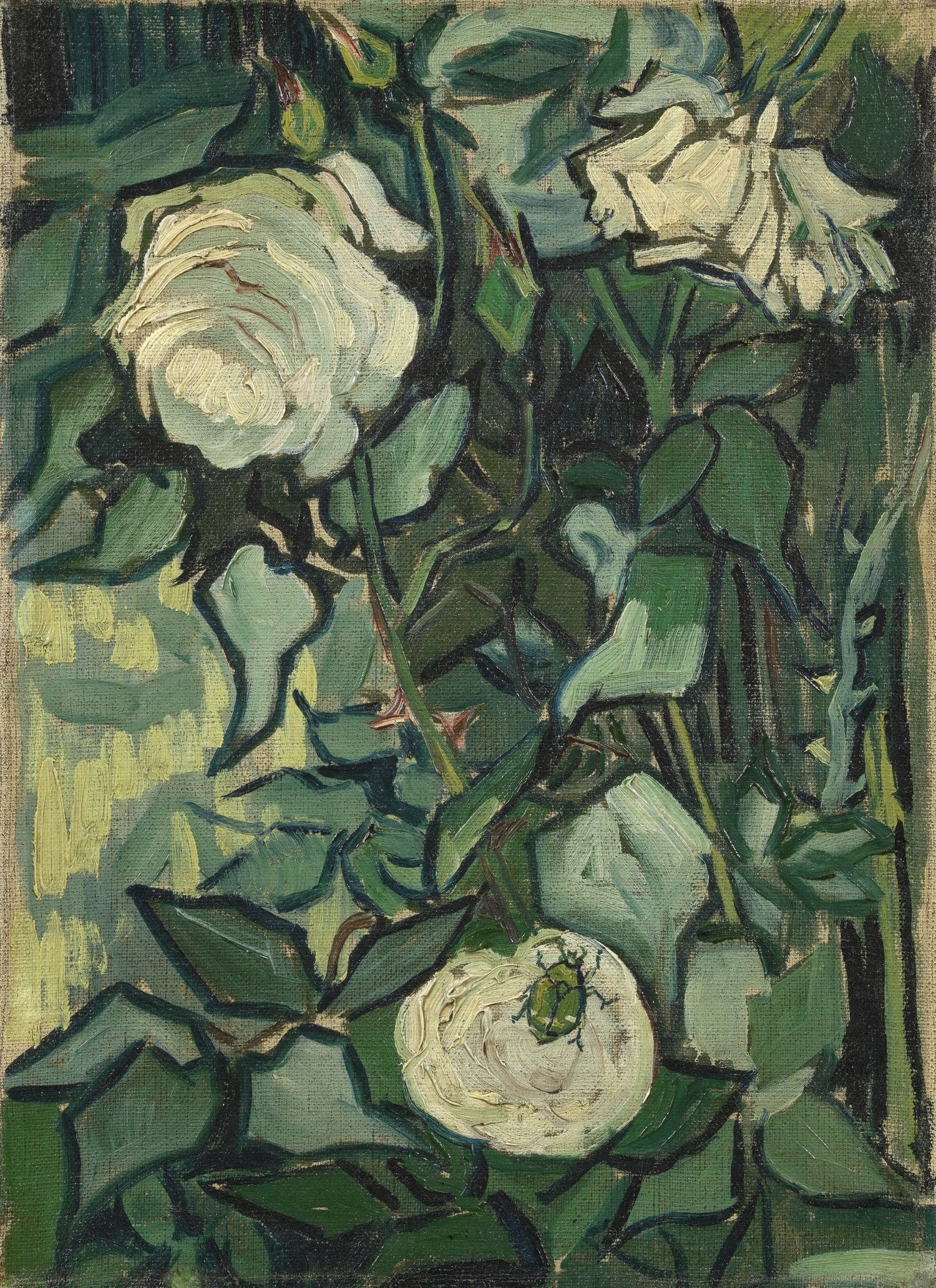 Roses and Beetle - Oil Painting Haven