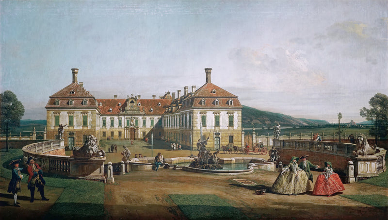 Landscape Oil Painting - Schlosshof Palace Garden with Fountain