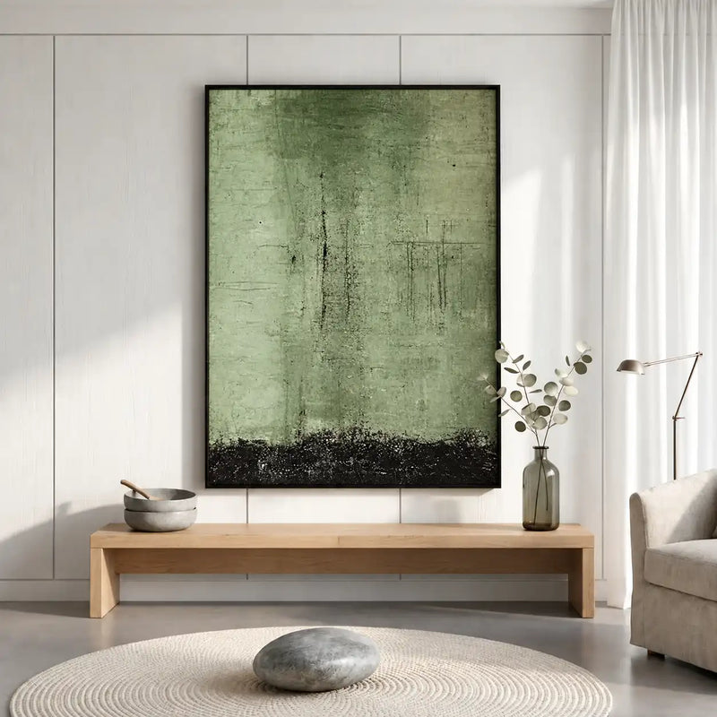 Peinture à l'huile abstraite de paysage - Rivière d'automne en forêt
