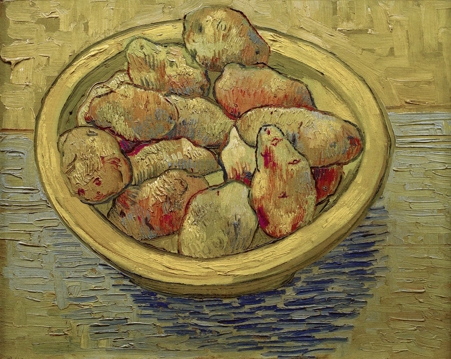 Still Life Potatoes in a Yellow Dish - Oil Painting Haven