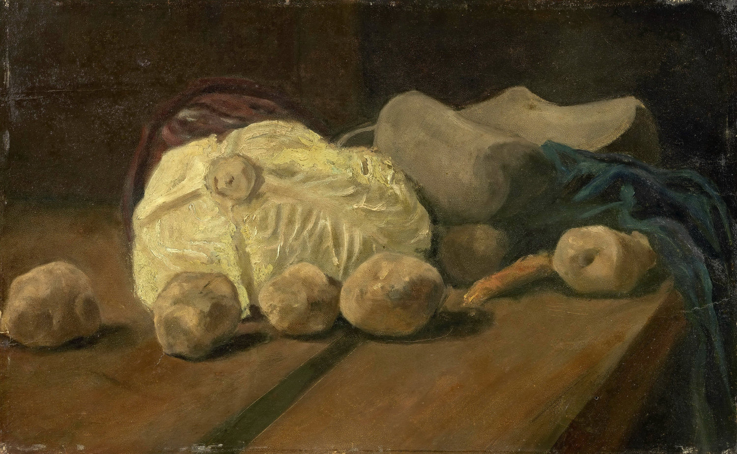 Still Life with Cabbage and Clogs - Oil Painting Haven