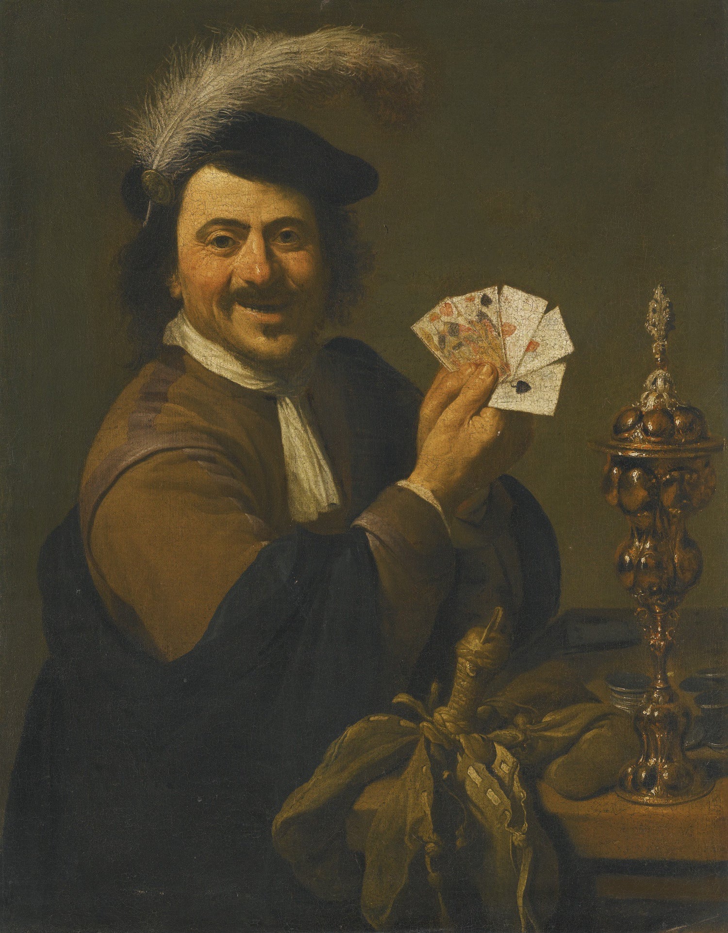 THEODOOR ROMBOUTS-A CARD PLAYER SHOWING HIS HAND - Oil Painting Haven